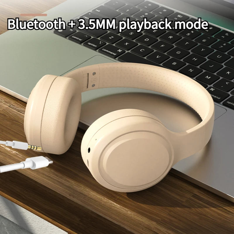 Bluetooth 5.3 Headphones 3.5mm Wired Headsets Over Ear Gaming Earphones Foldable Wireless Earphones with Mic TF/AUX Music Play