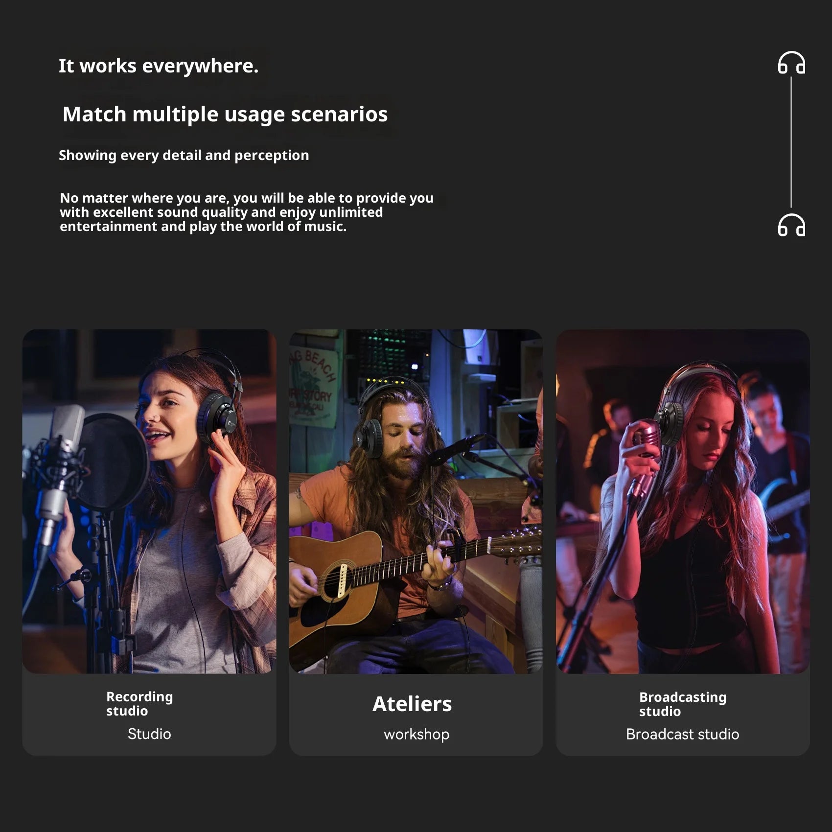 3.5mm Wired Professional Monitoring Headphones,DJ Headphones,Studio Over Ear Monitor Music Headset Earphone For Phone PC