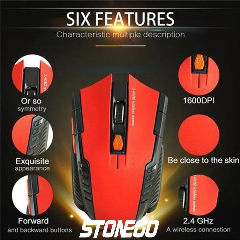 2.4GHz Wireless Gaming Mouse - Ultra Slim Portable Optical Mouse for PC Laptop with USB Receiver