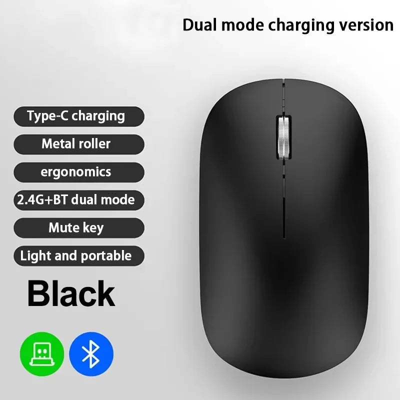 Wireless Mouse Bluetooth Silent 2.4G Dual-mode Type-C Charging Ergonomic Morandi Portable Laptop Office Gaming Mouse
