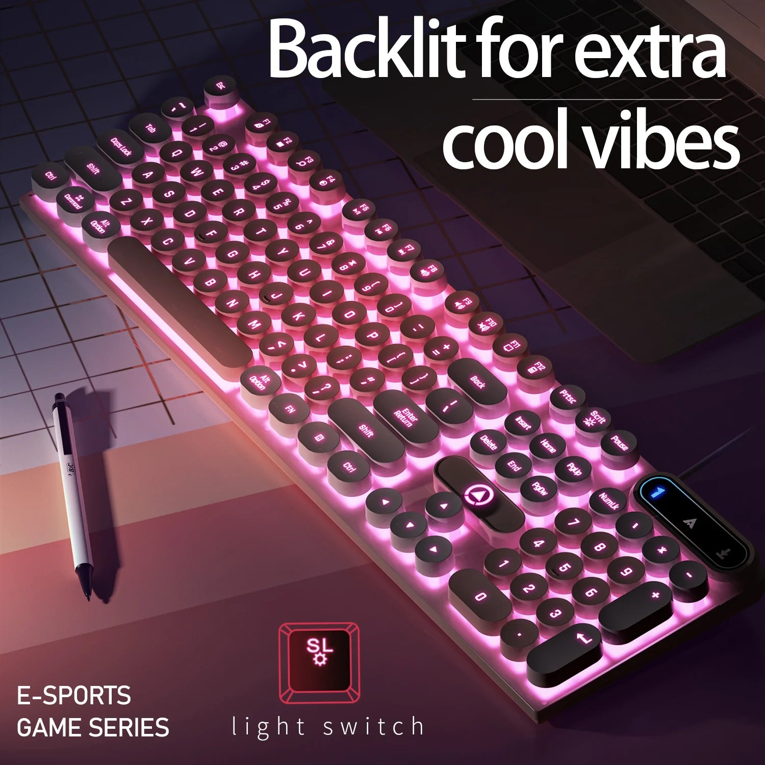 Wired Gaming Keyboard with Numpad, Low Profile 104 Key Keyboard for Laptop/Desktops/PC, Computer Office Accessories