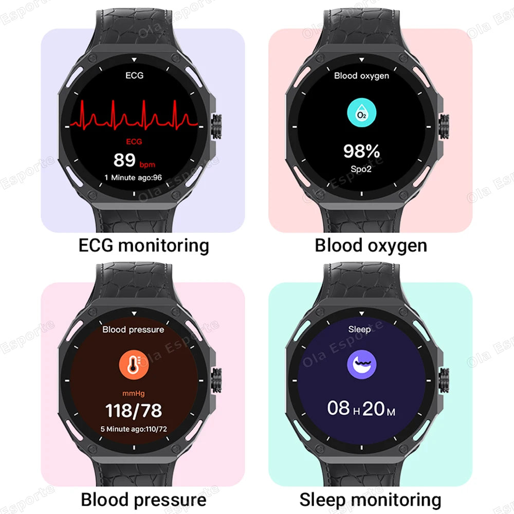 New Outdoor Smart Watch 1.52" AMOLED Screen Bluetooth Call Sleep Health Monitor Sports Fitness Smartwatch Men Women Holiday Gift