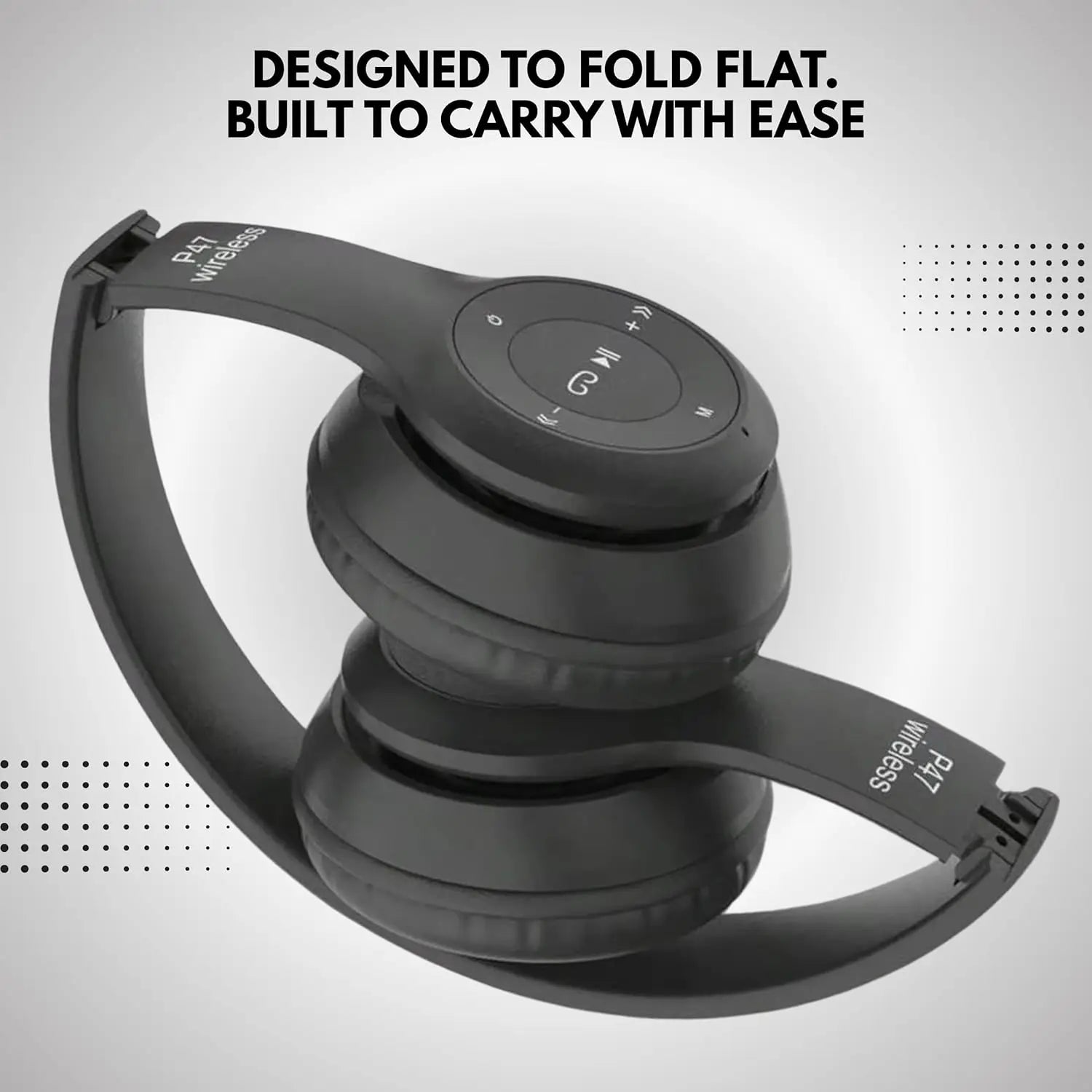 P47 Bluetooth Wireless Headphones Over-Ear Design Plastic Construction with LED Lights Surround Sound for Gaming and School