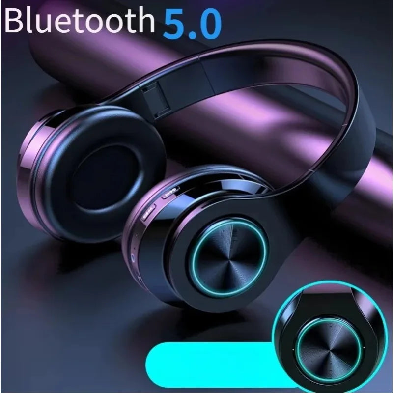 Bluetooth Headphones RGB Lighting Noise Cancellation Foldable Headsets Over Ear Stereo HIFI Sports Headset TF Music Player B39
