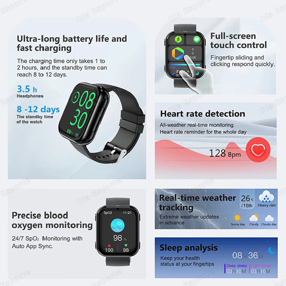 TWS 2in1 New Smart Watch 2025 Bluetooth Earphones HIFI Sound Quality Bluetooth Call Health Monitor Sports Smartwatches Men Women