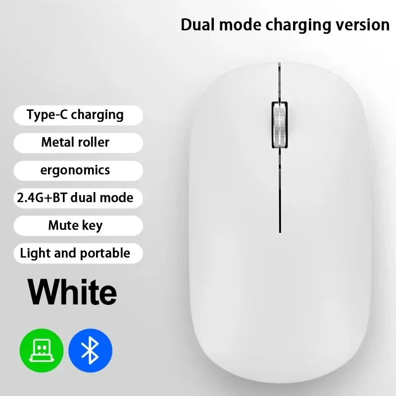 Wireless Mouse Bluetooth Silent 2.4G Dual-mode Type-C Charging Ergonomic Morandi Portable Laptop Office Gaming Mouse