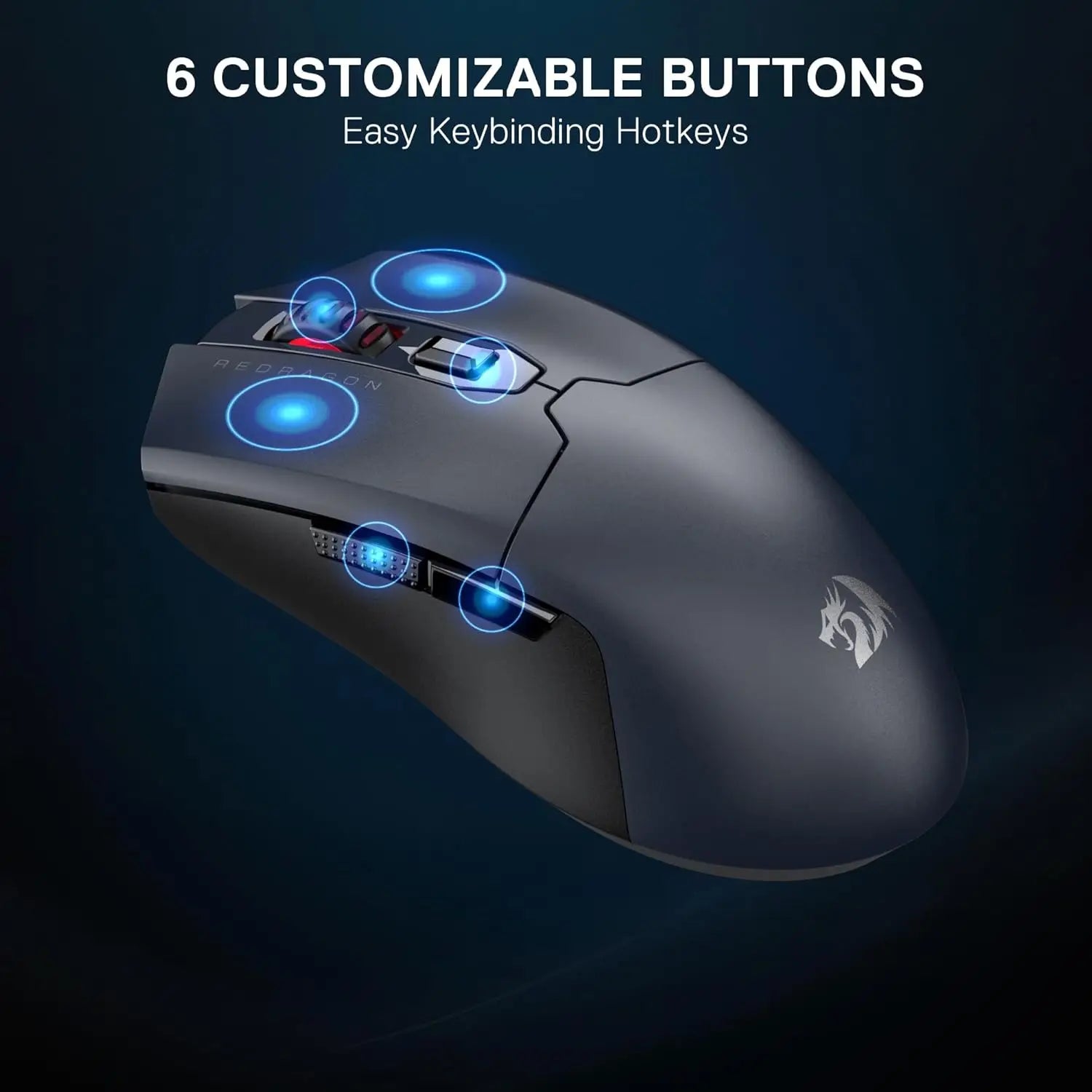 Redragon M995 LIT Wireless Gaming Mouse, 10000 MAX DPI Rechargeable Mouse, BT & 2.4G Wireless, 6 Macro Buttons
