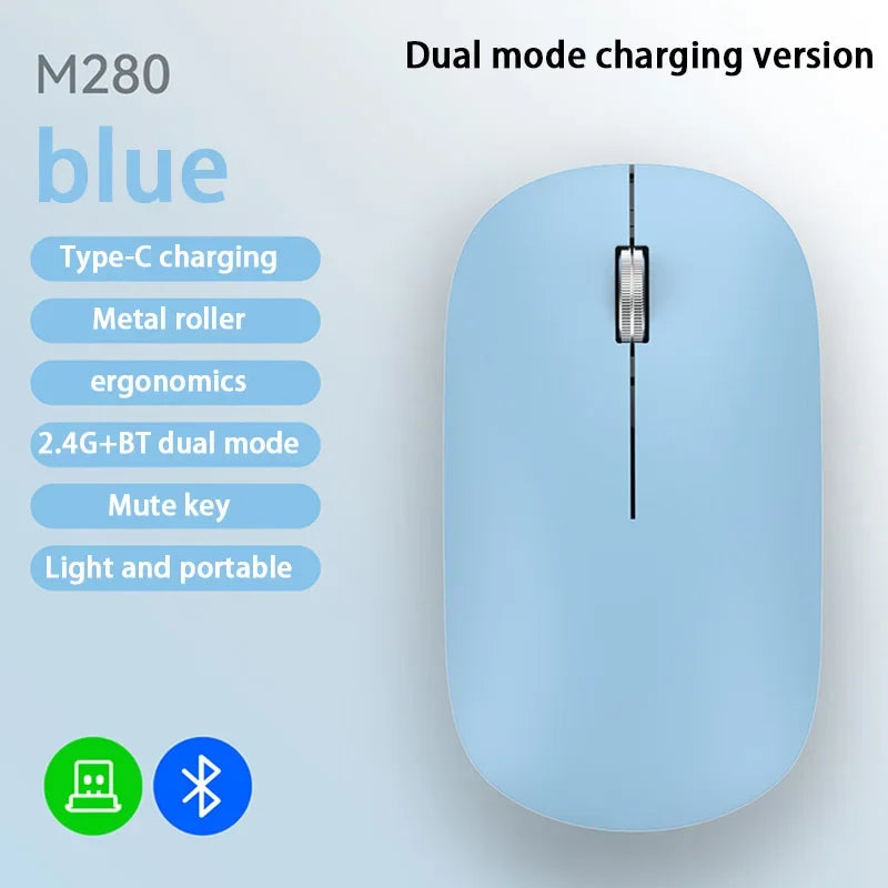 Bluetooth Wireless Mouse 2.4G Dual Mode DPI Adjustable Type-C Rechargeable Silent Ergonomic Portable Office Mouse 2026