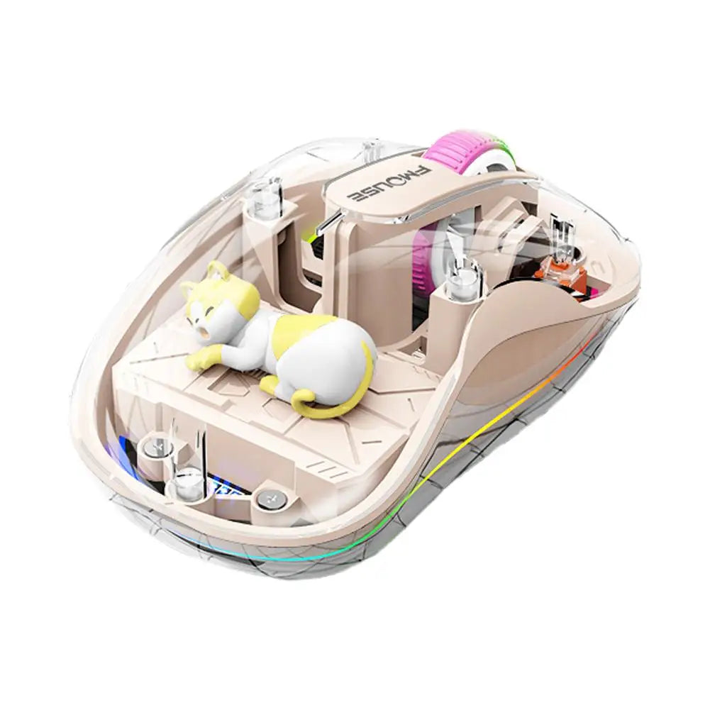 Notebook Luminous Transparent Mouse Wireless Bluetooth Three-Mode Charging Ergonomic Magnetic Doll Mouse For Tablets Laptop