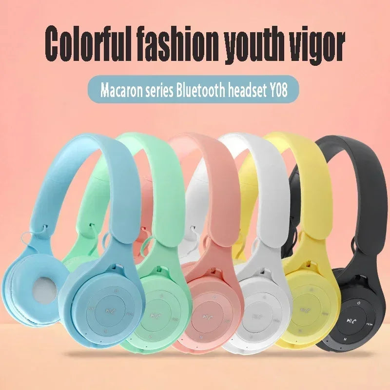 Stereo Y08 Headset 5.3 Bluetooth Headset Folding Wireless Sports Earphone Gaming Headsets Over-ear Headphones for smartphones