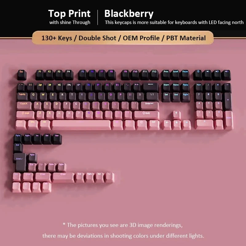 Gradient Keycaps For Cherry Mx Switch Mechanical Keyboard OEM Profile PBT Keycap Black Pink backlit RGB Gamer ISO Layout Key cap