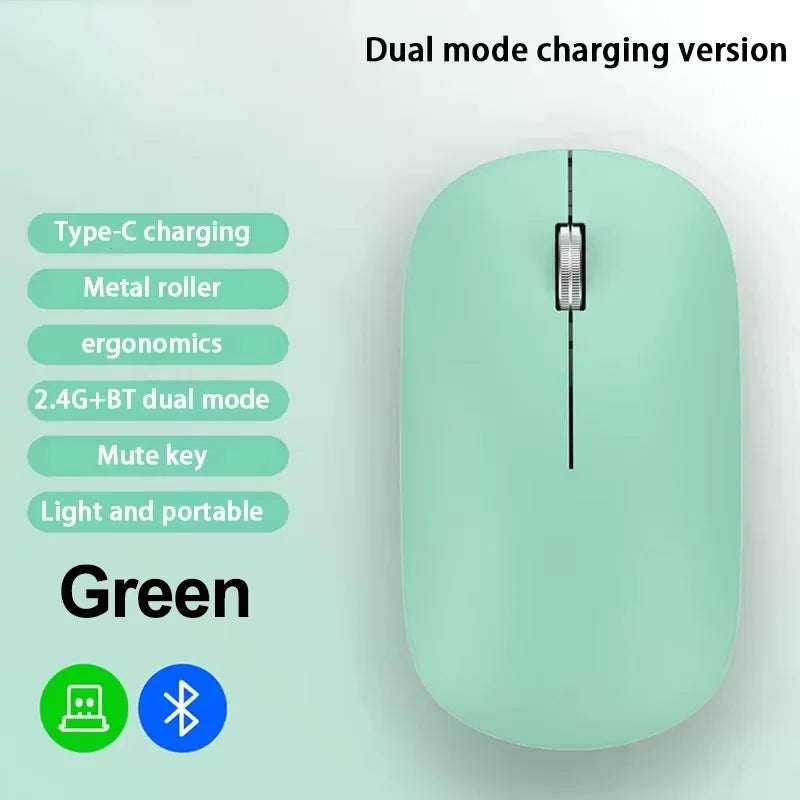 Wireless Mouse Bluetooth Silent 2.4G Dual-mode Type-C Charging Ergonomic Morandi Portable Laptop Office Gaming Mouse