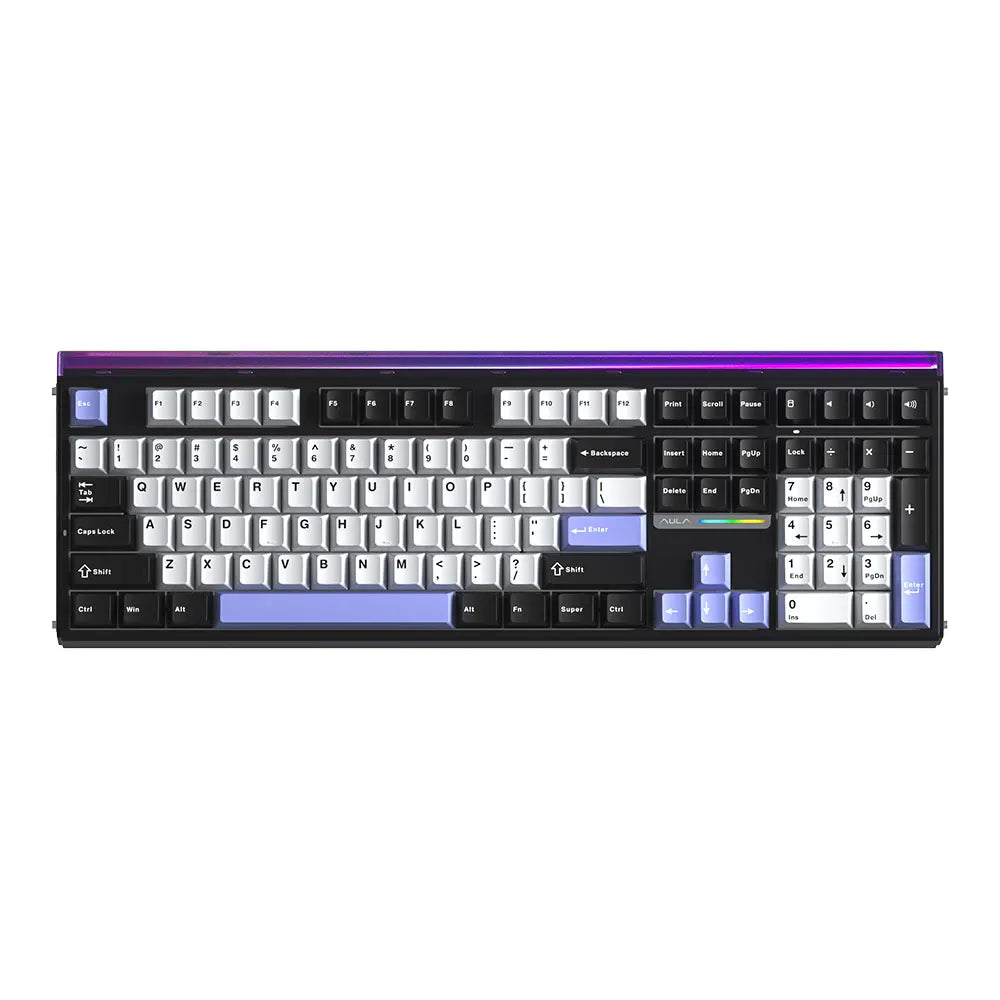 AULA H108 Full Size Machanical Keyboard 100% Layout with Lightbox PBT Keycaps Hotswap MX Type Keys