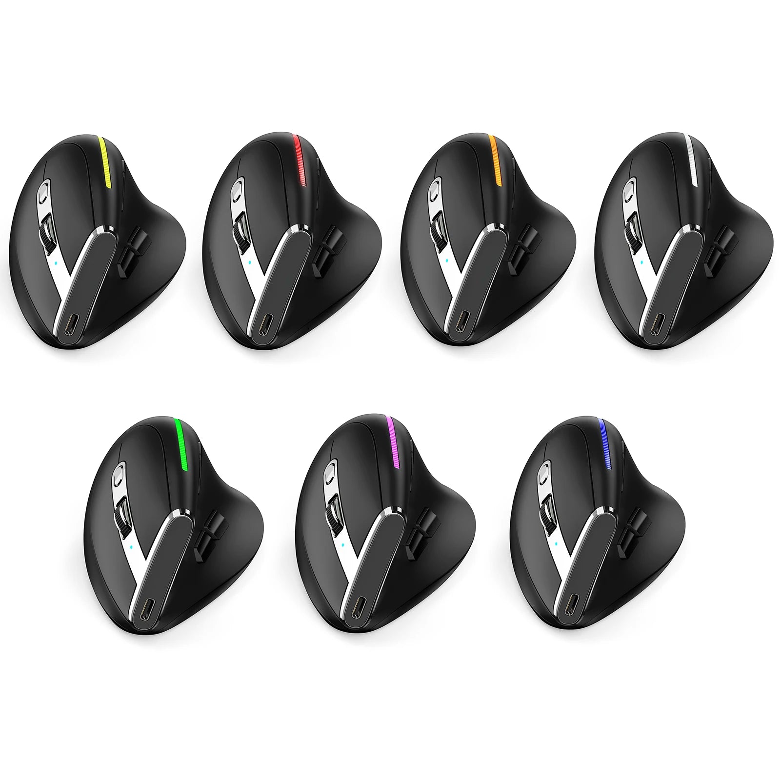 Wireless Vertical 2.4G Bluetooth Mouse Full Color Light 8 Key Programming Five Movement Speed Game Mouse 730mah Lithium Battery