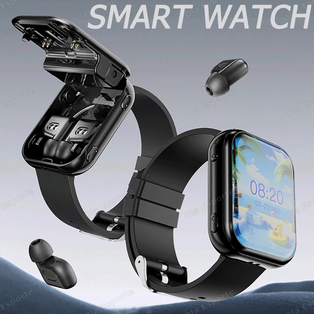 TWS 2in1 New Smart Watch 2025 Bluetooth Earphones HIFI Sound Quality Bluetooth Call Health Monitor Sports Smartwatches Men Women