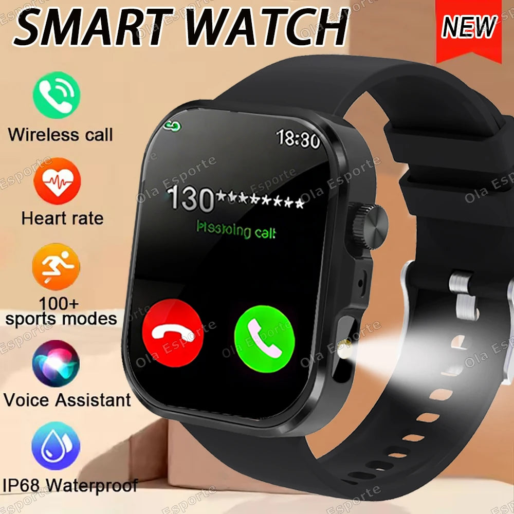 New 2.01'' HD Screen Fashion Flashlight Smart Watch Women Waterproof Sport Watches BT Call Health Monitoring Men Smartwatch 2026