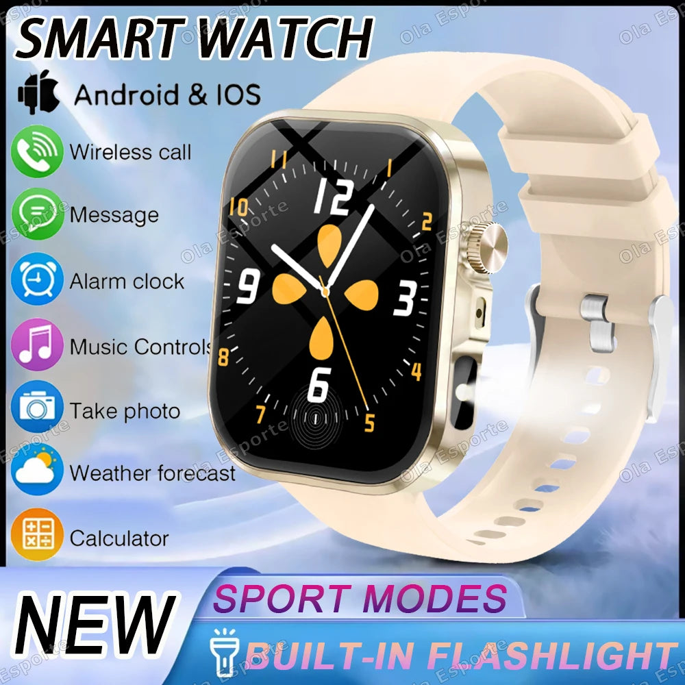 New 2.01'' HD Screen Fashion Flashlight Smart Watch Women Waterproof Sport Watches BT Call Health Monitoring Men Smartwatch 2026
