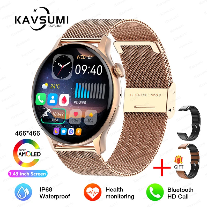 2025 NFC Smart Watch Amoled HD GPS Track Sports Heart Rate Bluetooth Call Waterproof Ladies Women Smartwatch For Women's Gift