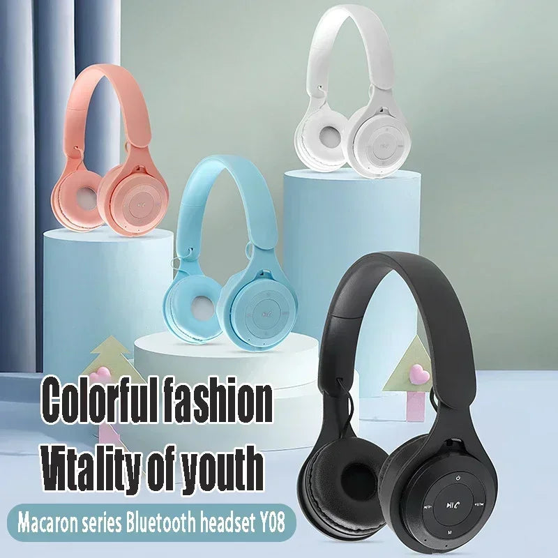 Stereo Y08 Headset 5.3 Bluetooth Headset Folding Wireless Sports Earphone Gaming Headsets Over-ear Headphones for smartphones