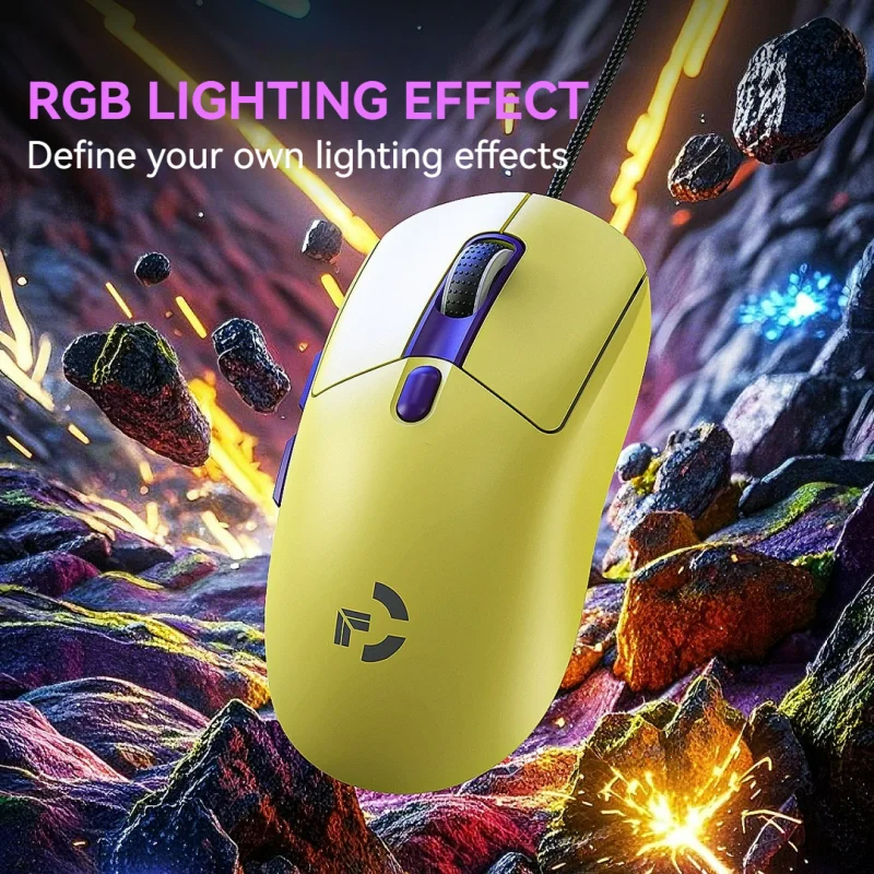Wired Game Mouse 6 Levels DPI Adjustable Up to 12800DPI Instant A825 Chip RGB Macro Programming Ergonomic Design Universal Mouse