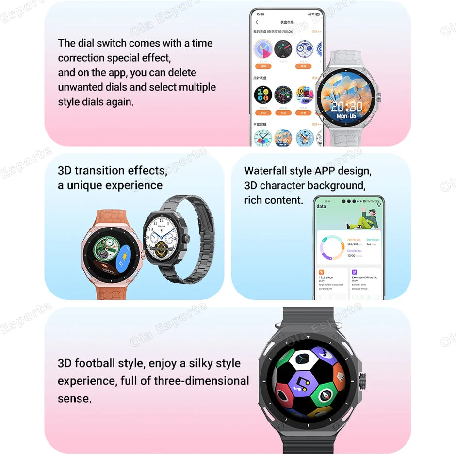 New Outdoor Smart Watch 1.52" AMOLED Screen Bluetooth Call Sleep Health Monitor Sports Fitness Smartwatch Men Women Holiday Gift